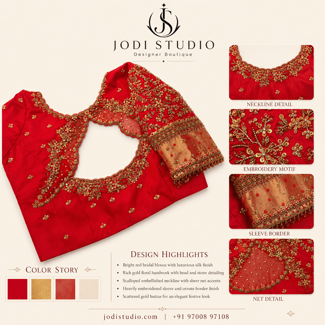 Elegant Red Bridal Blouse