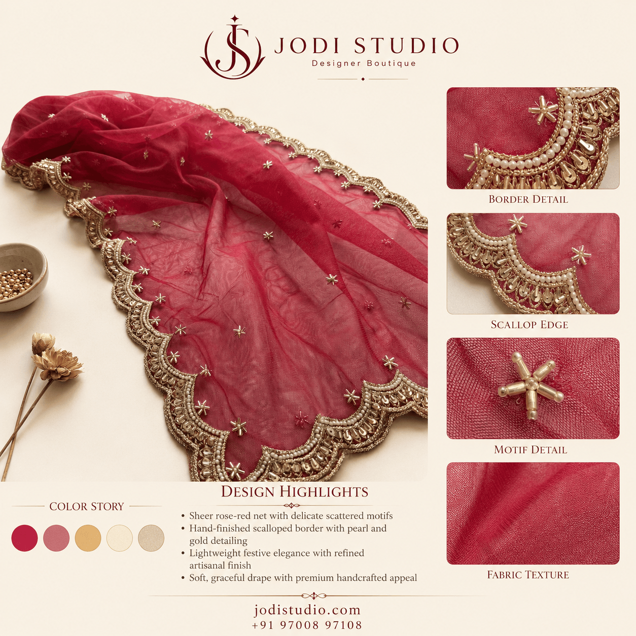 Elegant Red Sheer Saree